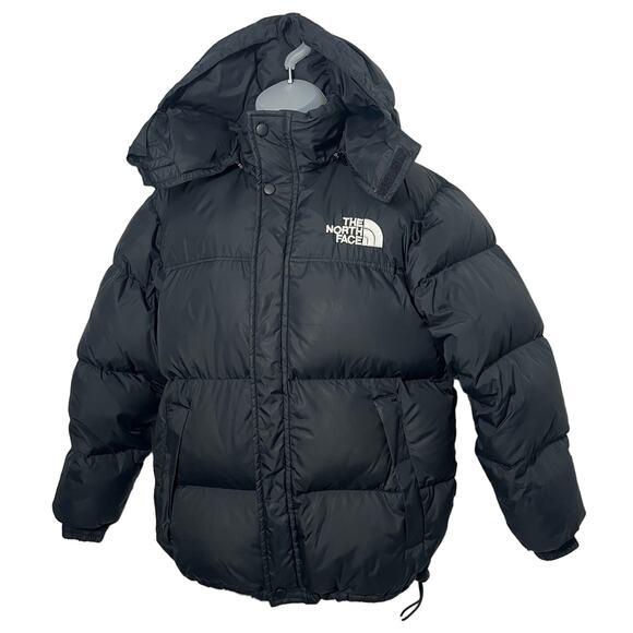RARE THE NORTH FACE 800 Fill Hooded Down Retro Nuptse Jacket Coat Medium Black - Picture 1 of 16